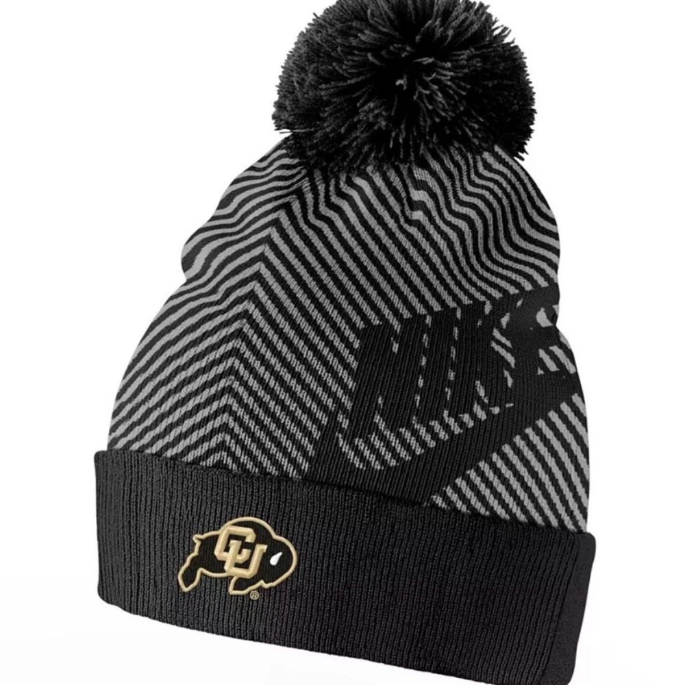 Nike Men's OSFM Colorado Buffaloes Black Futura Pom Beanie Hat New NCAA